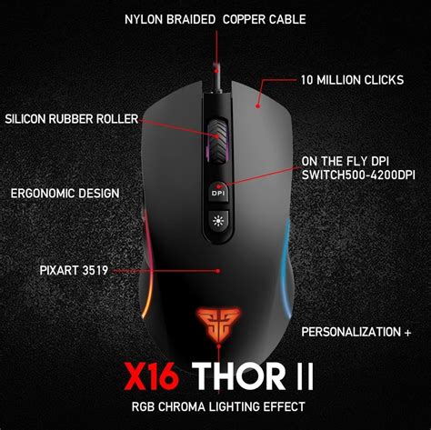 Fantech X16 Thor II Gaming Mouse 4 200 DPI 6 Programmable Buttons