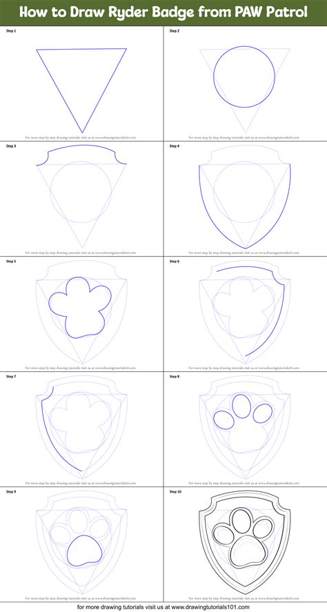 How To Draw Ryder Badge From PAW Patrol Printable Step By Step Drawing