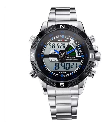 Reloj Weide Anadigi Wh 1104 Para Hombre Plateado Y Azul MercadoLibre