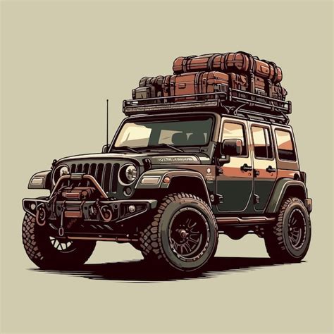 Premium Vector Off Road Jeep Hand Drawn Vector Clip Art Illustration