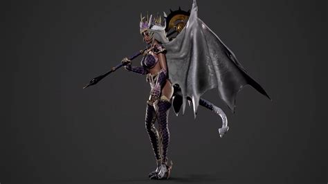 3d Model Demonic Dragon Girl Game Ready Vr Ar Low Poly Rigged