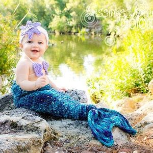 Set Of 3 Crochet Patterns For Mermaid Tail Headband And Shell Bikini Top Photography Props