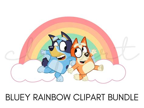 Bluey Rainbow Clipart Bundle, Colorful Bluey and Bingo Clipart - Etsy ...