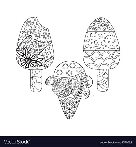 Et Ice Cream For Coloring Book For Adult Vector Image