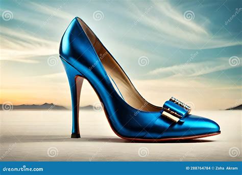 Vintage Blue Shoes On White Background Ai Generated Stock Illustration