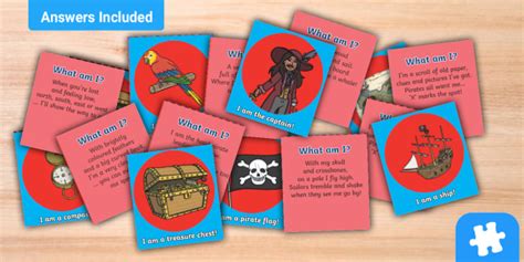 Pirate Themed Fun Guessing Game Puzzle Cards Al