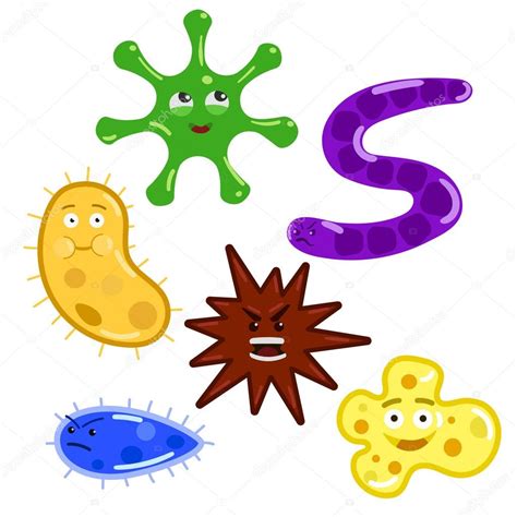 Dibujos animados colorido bacterias y gérmenes vector Vector de stock por ©AlexanderPokusay ...