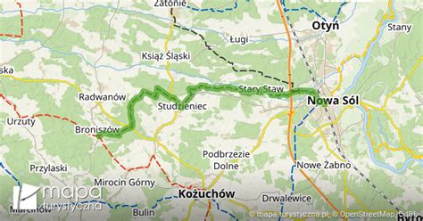 Zielony szlak turystyczny Nowa Sól Broniszów mapa turystyczna pl