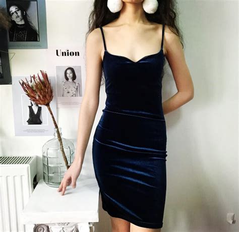 Sexy Navy Blue Velvet Bodycon Cami Dress On Storenvy