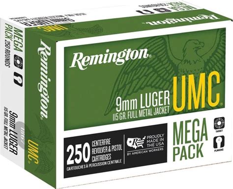 Remington Umc Handgun Ammunition 9mm Luger 115 Gr Fmj 250 Box 62 99 Gun Deals