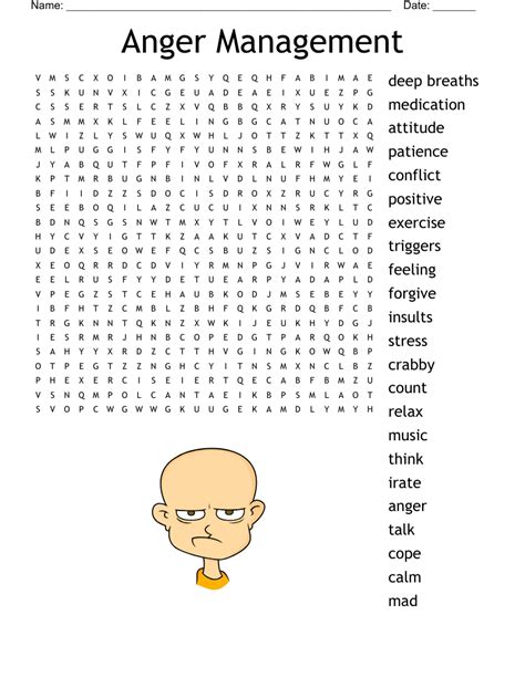 Anger Management Word Search Wordmint Worksheets Library