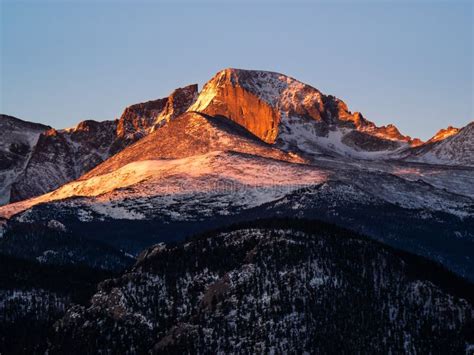 Longs Peak In The First Rays Of Morning Stock Photo Image Of Snow