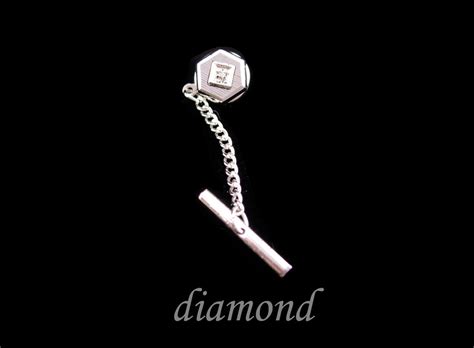 Genuine Diamond Tie Tack / Vintage Sterling Silver Silver / - Etsy