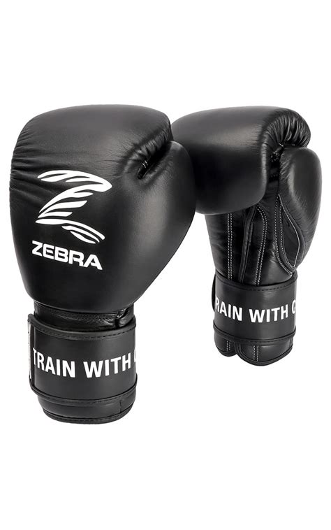 Boxing Gloves Zebra Signature Velcro Leather Boxing Gloves