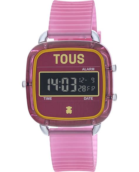 Reloj Digital De Policarbonato Con Correa De Silicona Fucsia D Logo