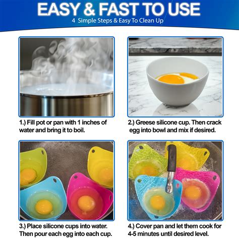 Ultimate Egg Poacher Set 4pc Silicone Cup Cookware Microwave And Stovetop Safe Boiler For