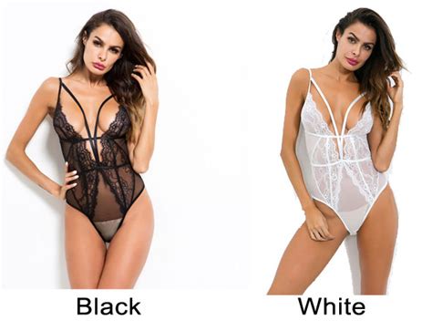 Sexy Lace Hollow Splice Deep V One Piece Underwear Teddy Bodysuit Women S Lingerie Teddy