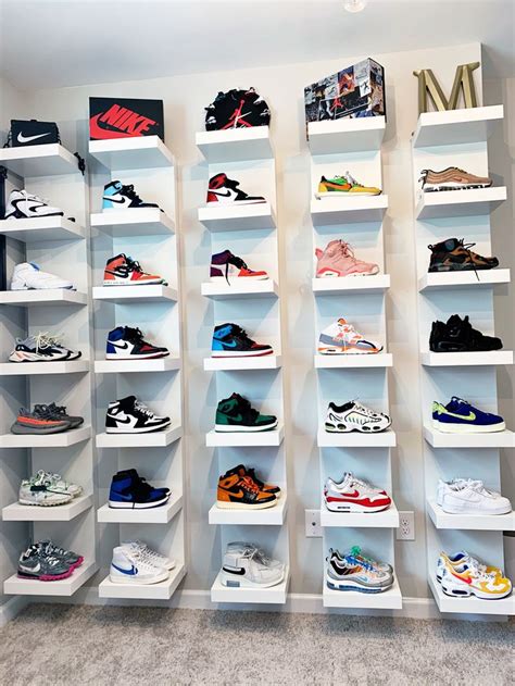 Sneaker Wall Created With Ikea Lack Shelving Sneakerhead Room