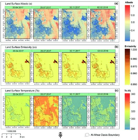 Spatial Distributions Of Land Surface Parameters A Albedo B