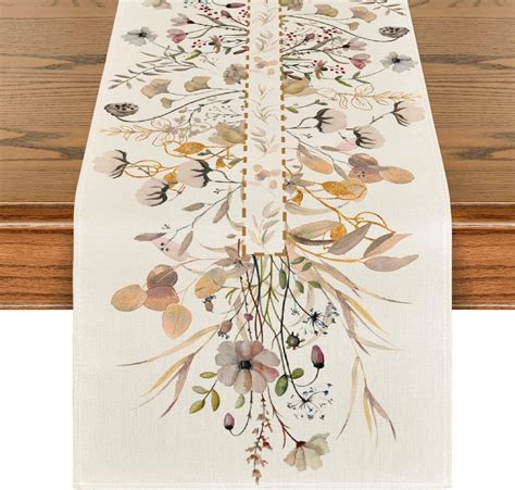 Artoid Mode Wildflower Leaves Floral Fall Table Runner Autumn Kitchen