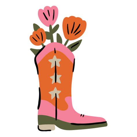 Cowboy Boot With Flowers In It PNG SVG Design For T Shirts