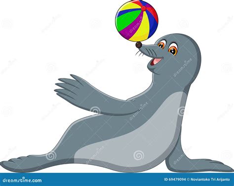 Circus Seal With A Ball Vector Illustration Cartoondealer