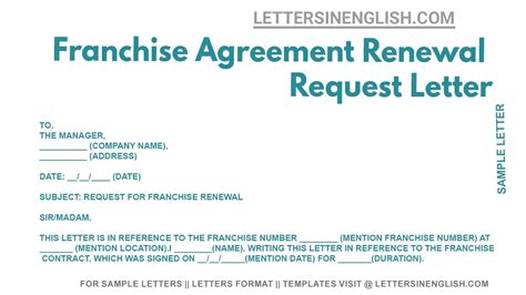 Franchise Agreement Renewal Request Letter Sample Letter For Renewal