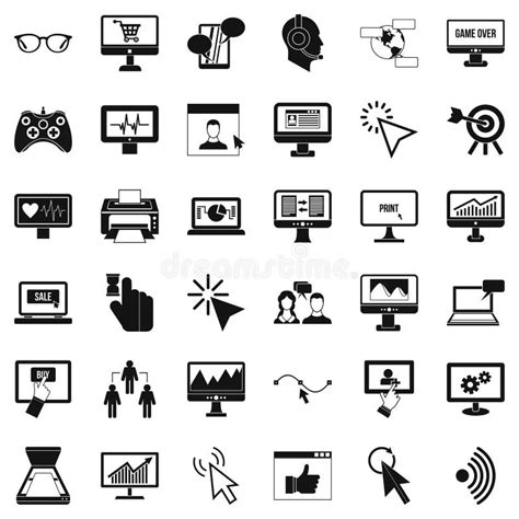 Computer Arrow Icons Set, Simple Style Stock Vector - Illustration of connection, mail: 97322676