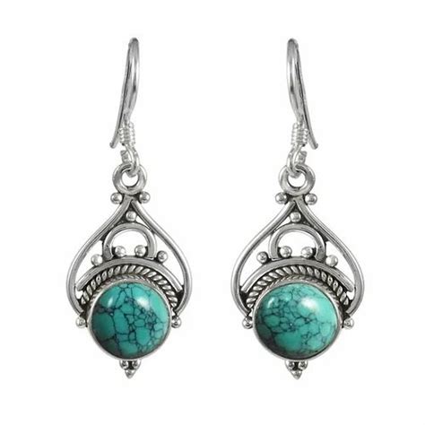 Turquoise Gemstone Silver Earrings At Rs 357 18 Pair Gemstone Earring