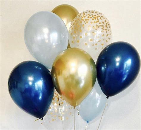 Ballonnen Blauw Goud Stuks Ballonnen Blauw Verjaardag