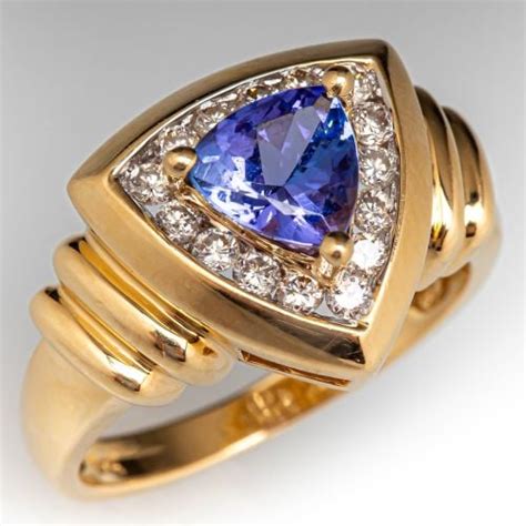 Pear Cut Tanzanite Ring W Diamonds 14k Yellow Gold