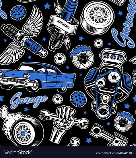 Auto parts seamless background Royalty Free Vector Image