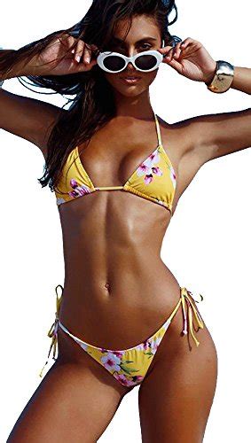 Chynna Dolls Surfside Bikini Yellow Cherry Blossom Floral Print Scrunch