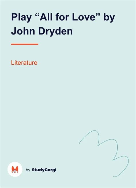 Play "All for Love" by John Dryden | Free Essay Example