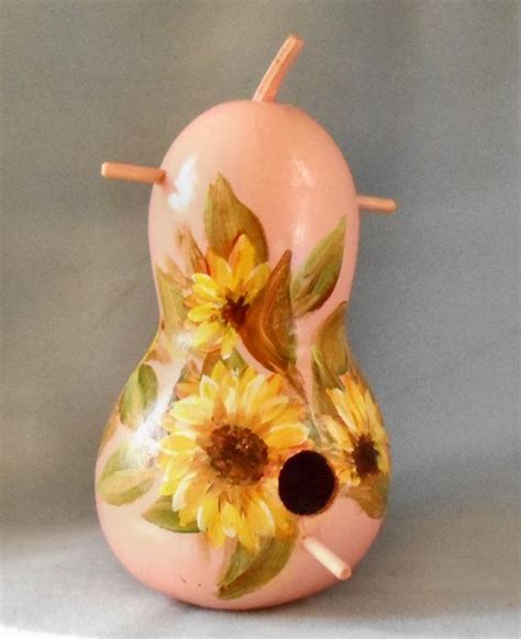 Hand Painted Gourd Sunflowers Bird House Hand Painted Gourds Painted