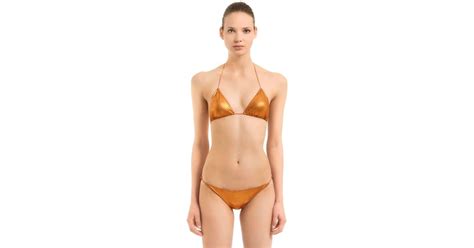 Os Ree Swimwear Metallic Lycra Triangle Bikini Kourtney Kardashian