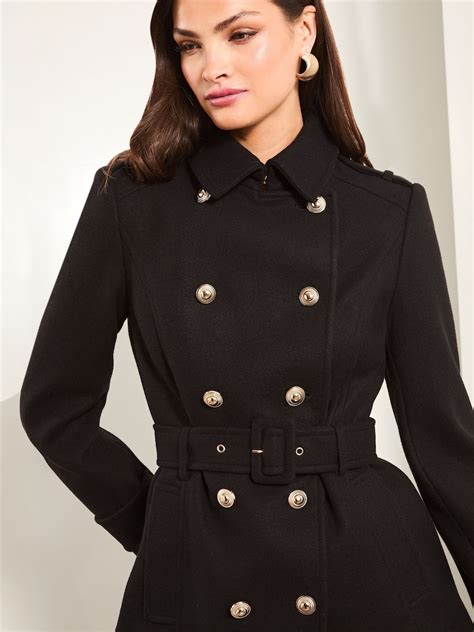 buy lipsy black short belted military coat  wool    uk