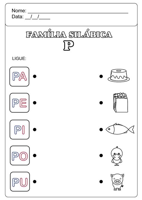 Família Silábica do P Atividades alfabetização e letramento