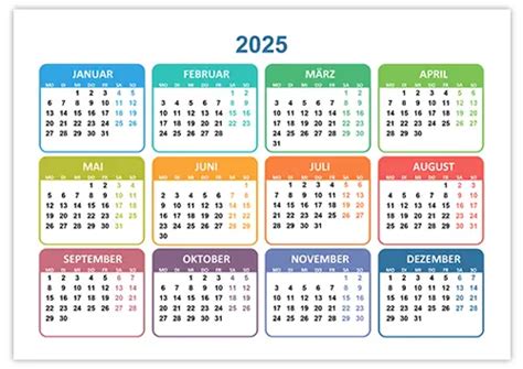 Kalender 2025 zum ausdrucken – kalender.su