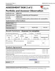 BSBSUS501 Assessment 2 V6 2020 Docx Assessment Task 2 Sustainability