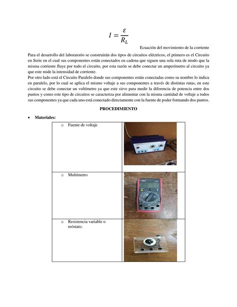 Solution Laboratorio De Manejo B Sico De Un Circuito El Ctrico