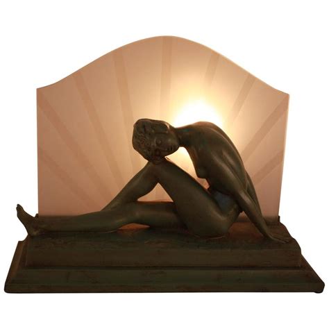 American S Nude Figure Art Deco Table Lamp At StDibs