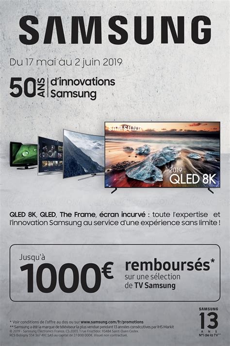 Offre de remboursement TV Samsung QLED 2019 jusqu à 1 000 remboursés