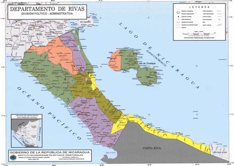 Rivas Department Administrative Political Map, Nicaragua