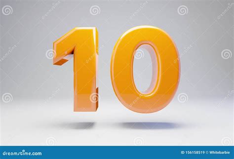 Number 10 3d Orange Glossy Number Isolated On White Background Stock