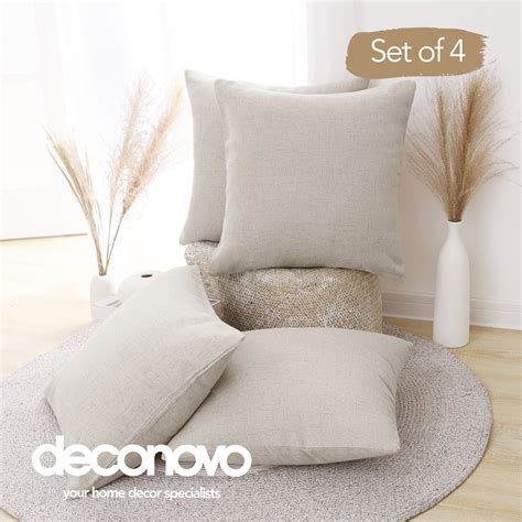 Deconovo Throw Pillow Cover 18x18 Linen Throw Pillow Cases Burlap Couch ...