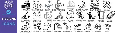 Hygiene Icon Set Containing Cleaning Disinfection Soap Bathing