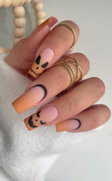 Spooktacular Halloween Nail Designs Ombre Pumpkin Tone Tips