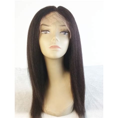 Nydia Brazilian Virgin Kinky Straight Hair Silk Top Full Lace Wig Kinky Yaki Straight Glueless