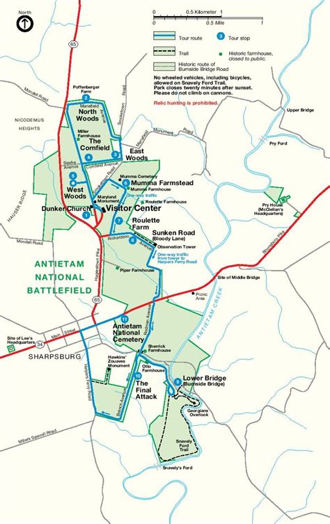 Park Map of Antietam National Battlefield - Full size | Gifex